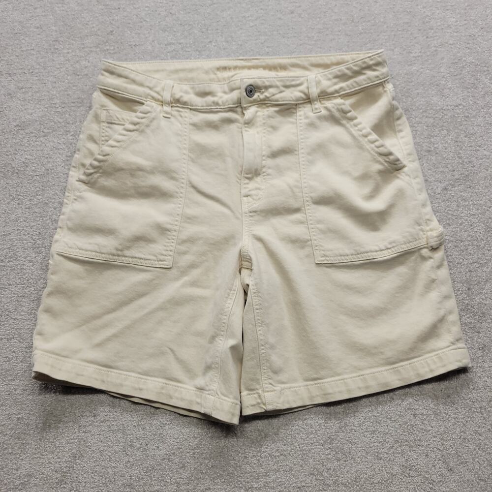 American Eagle Womens 12 Carpenter Shorts Beige Cream Utility Stretch Cotton